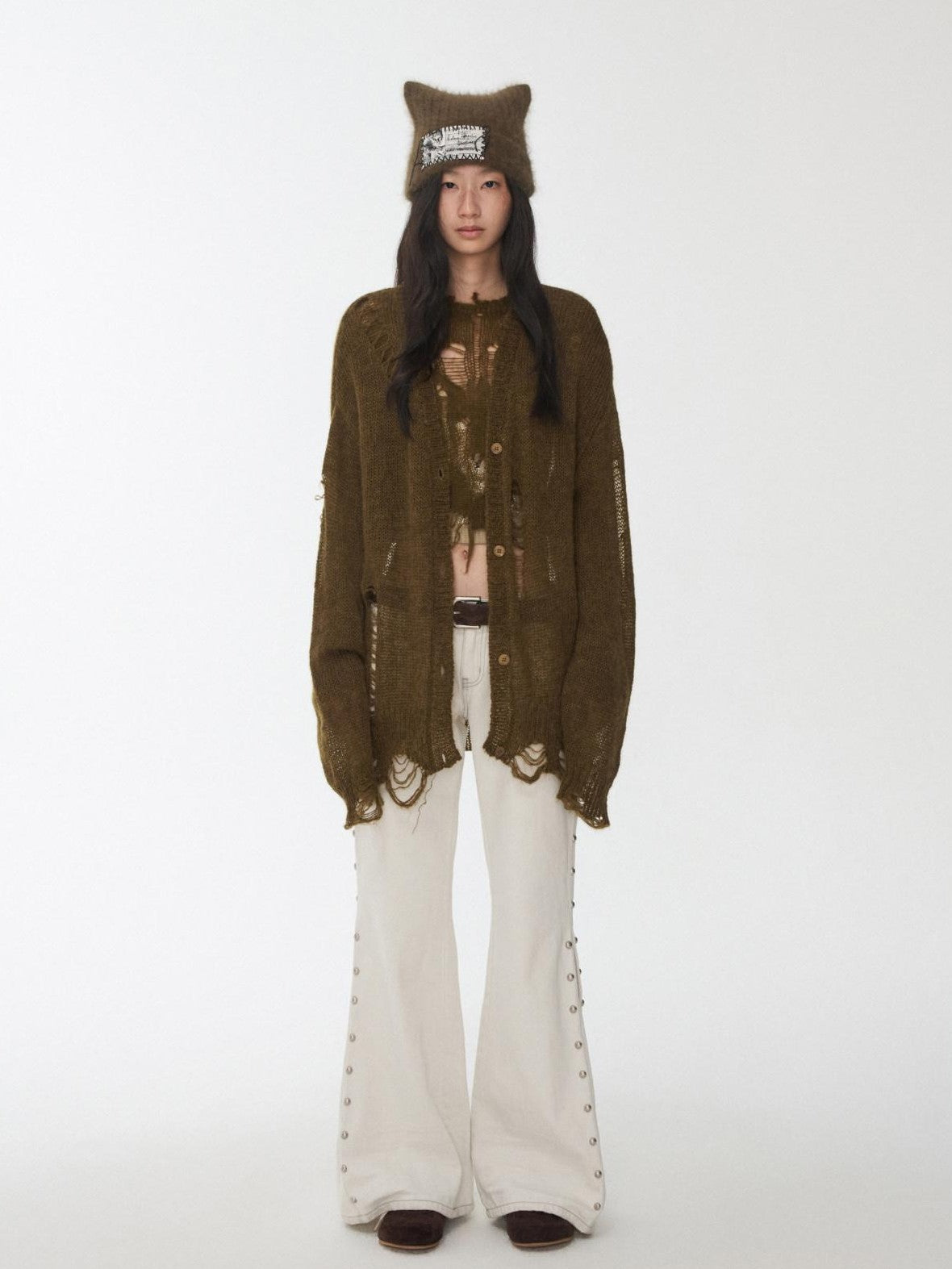 1JINN STUDIO Star Openwork Distressed Women&