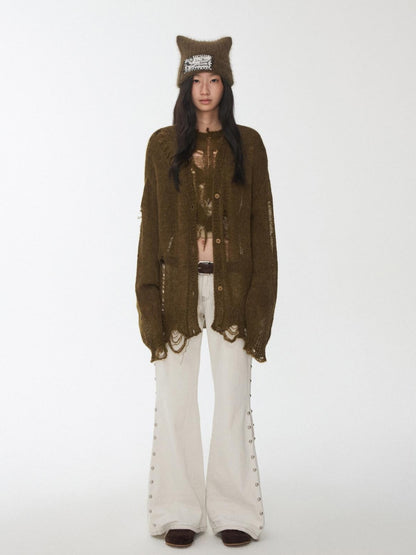 1JINN STUDIO Star Openwork Distressed Women&