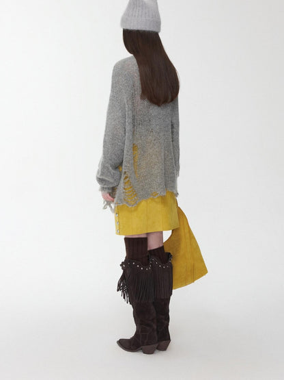 1JINN STUDIO Star Openwork Distressed Women&