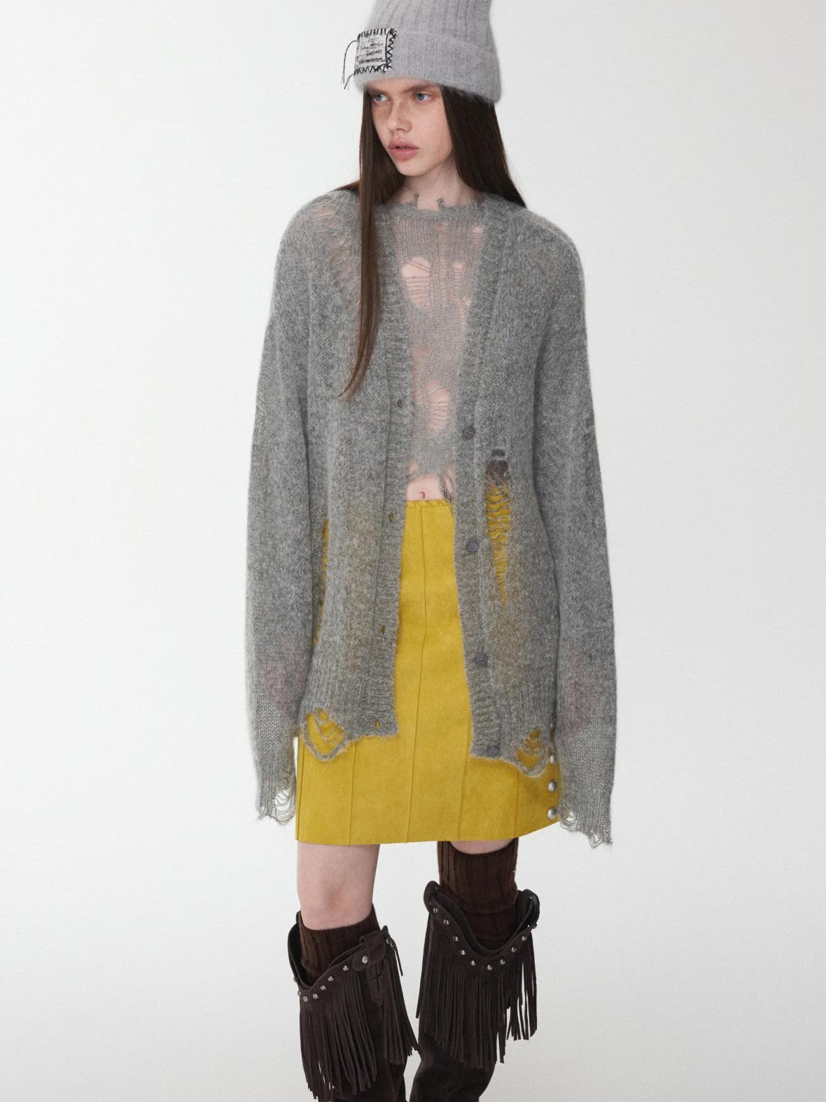 1JINN STUDIO Star Openwork Distressed Women&