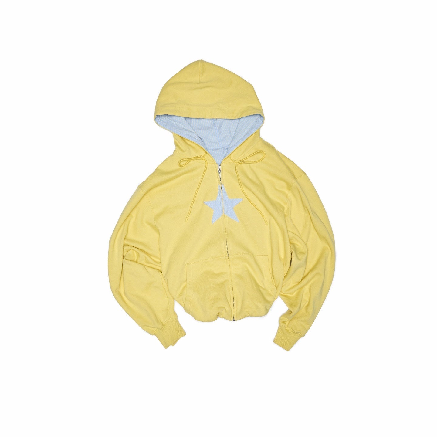 1JINN_STUDIO_Star_Plaid_Patchwork_Tulip_Hem_Drawstring_Hood_Women&