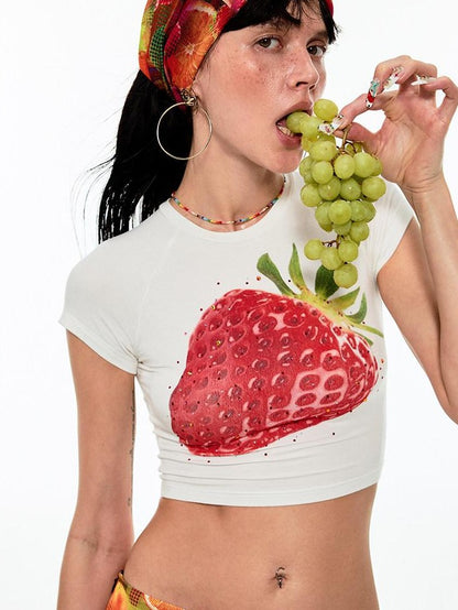 1JINN STUDIO Strawberry Floral Rhinestone Printed Women&