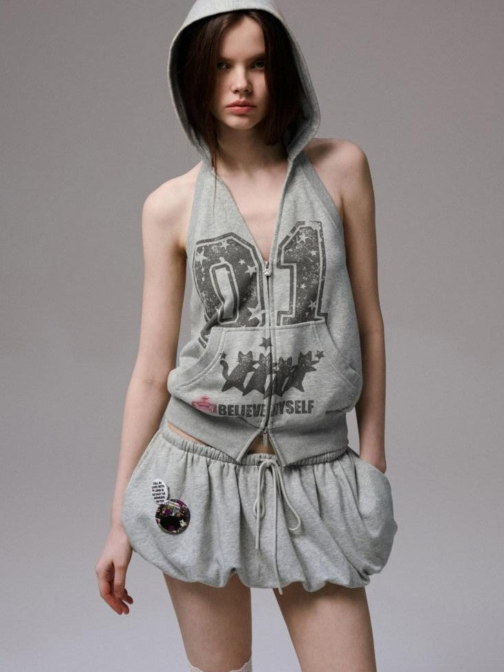 1JINN STUDIO Street Halter Neck Hooded Backless Convertible Women&