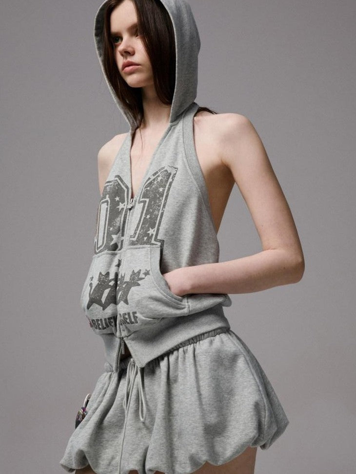 1JINN STUDIO Street Halter Neck Hooded Backless Convertible Women&