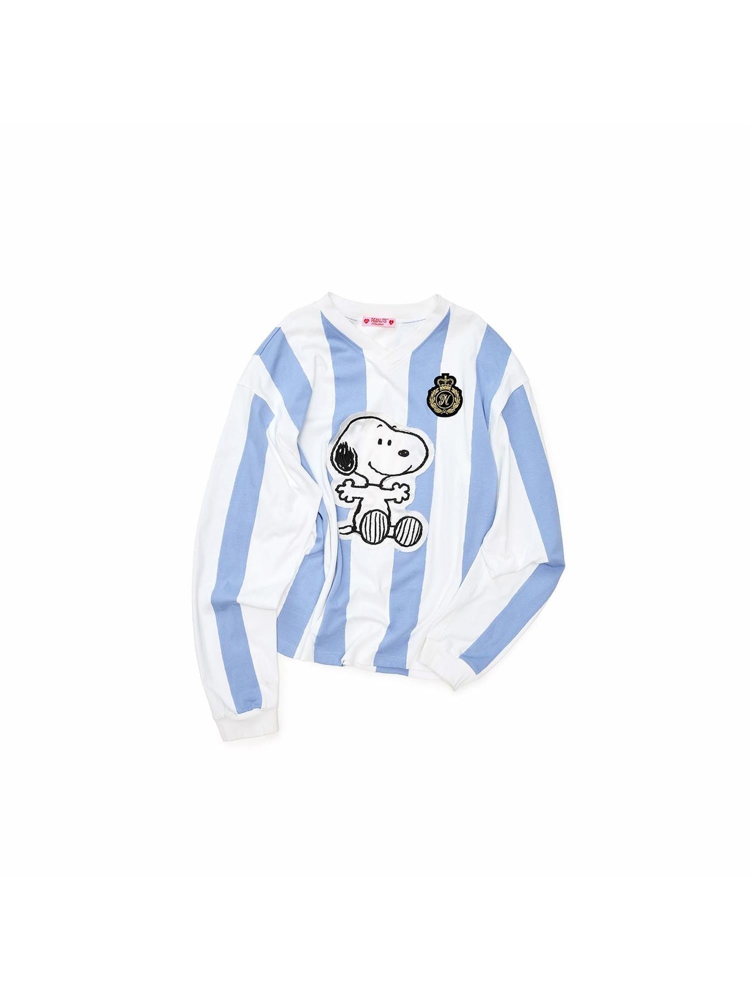 1JINN STUDIO Striped Applique Embroidery Retro Loose Women&