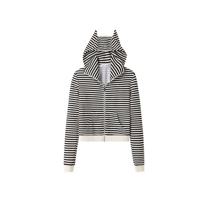 1JINN_STUDIO_Striped_Devil_Horn_Cropped_Slim_Hooded_Women&