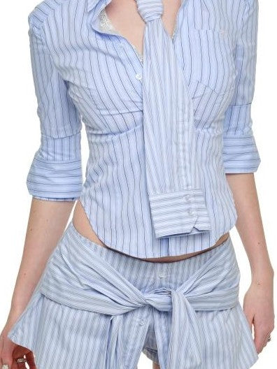 1JINN STUDIO Striped Faux Two Piece Lace Patchwork Slim Fit Women&