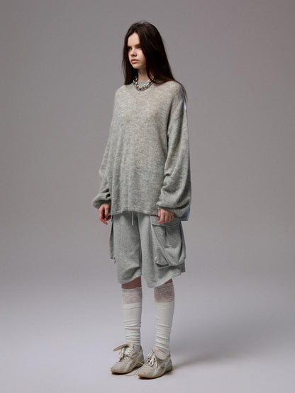 1JINN STUDIO Striped Patchwork Drop Shoulder Loose Knit Women&