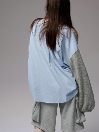 1JINN STUDIO Striped Patchwork Drop Shoulder Loose Knit Women&
