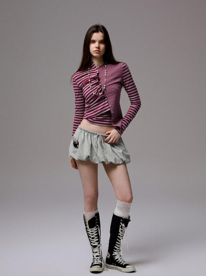 1JINN STUDIO Striped Patchwork Racerback Cardigan Straight Leg Women&