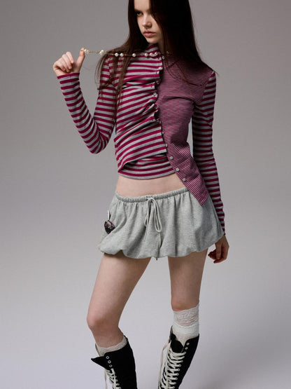 1JINN STUDIO Striped Patchwork Racerback Cardigan Straight Leg Women&