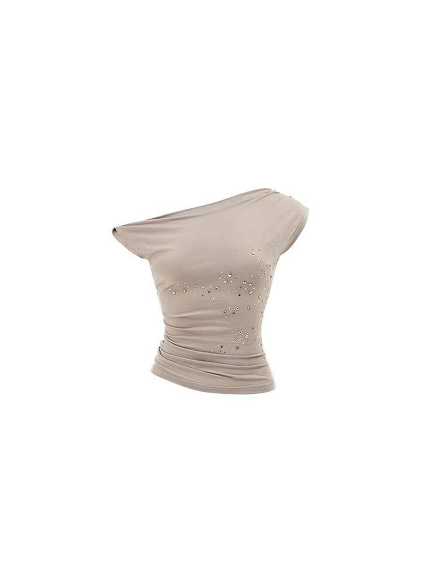 1JINN STUDIO Studded One Shoulder Asymmetrical Fitted Women&