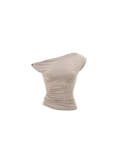 1JINN STUDIO Studded One Shoulder Asymmetrical Fitted Women&