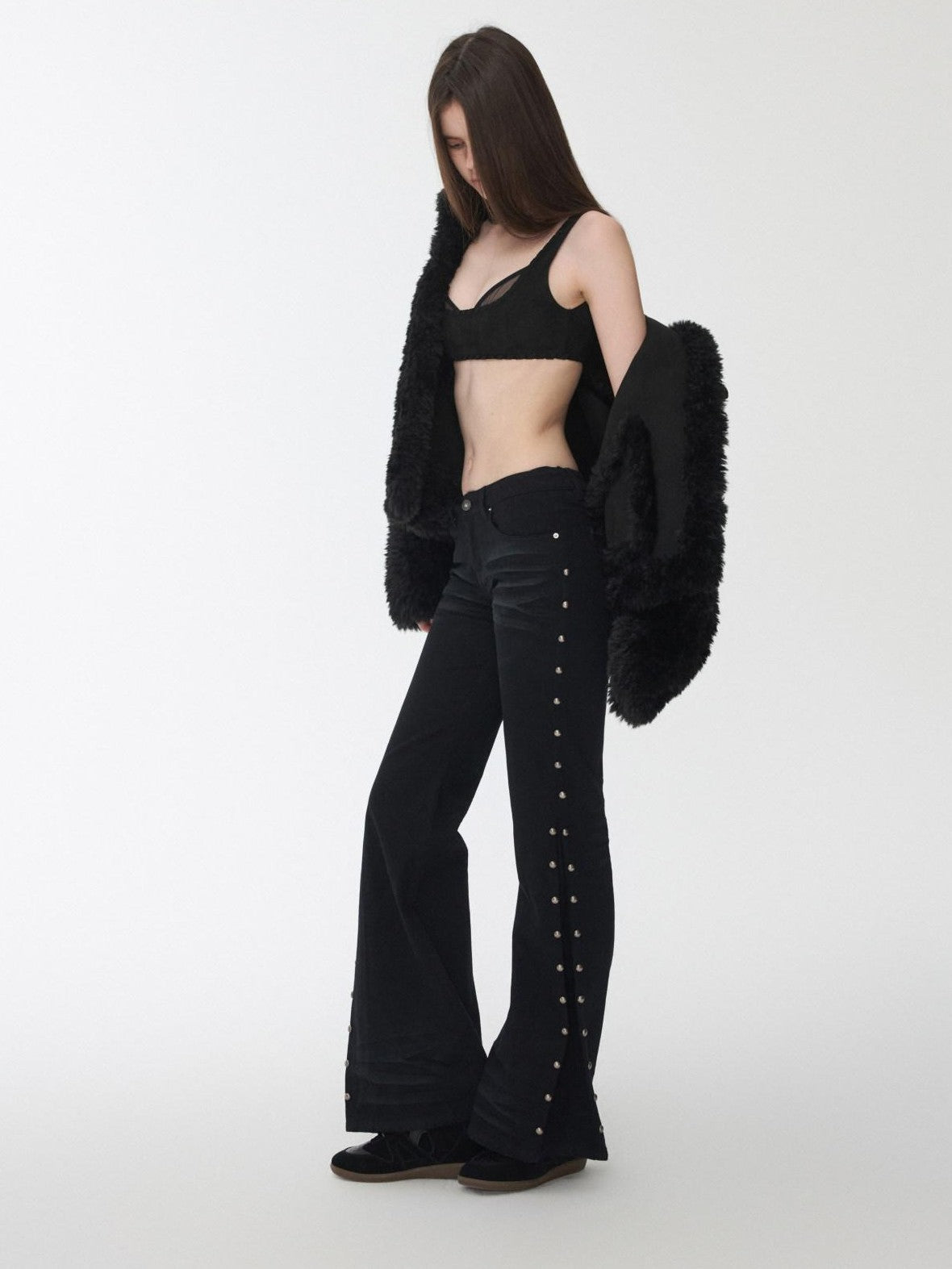 1JINN STUDIO Suede Mesh Faux Two Piece Lace Up Wireless Women&