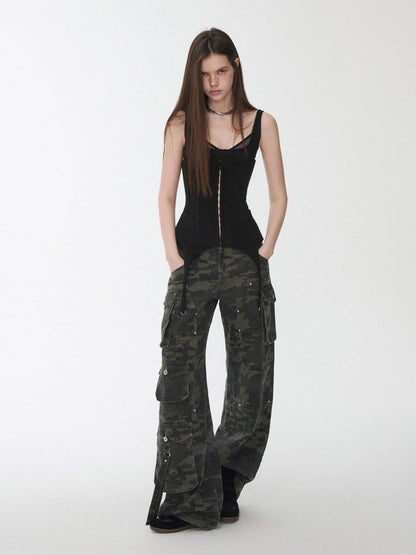 1JINN STUDIO Suede Mesh Faux Two Piece Lace Up Wireless Women&