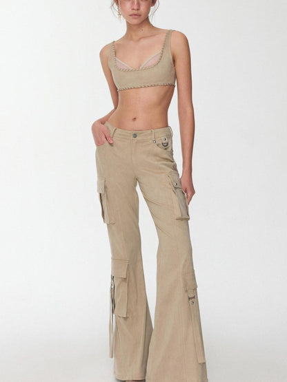 1JINN STUDIO Suede Mesh Faux Two Piece Lace Up Wireless Women&