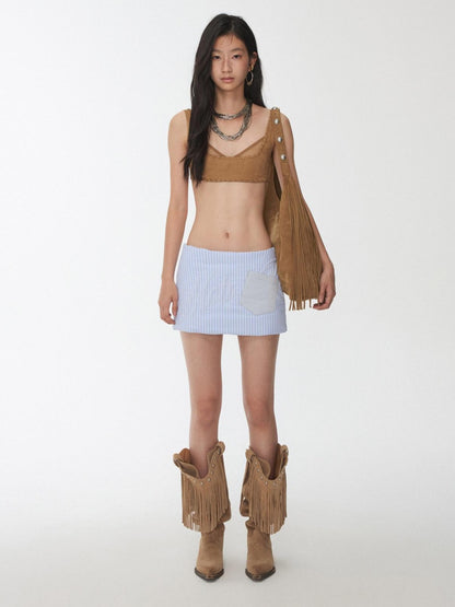 1JINN STUDIO Suede Mesh Faux Two Piece Lace Up Wireless Women&