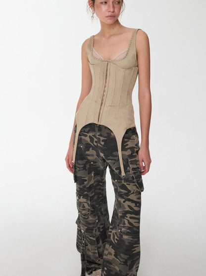 1JINN STUDIO Suede Mesh Faux Two Piece Lace Up Wireless Women&