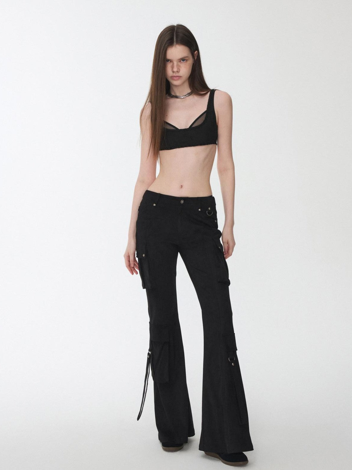 1JINN STUDIO Suede Mesh Faux Two Piece Lace Up Wireless Women&