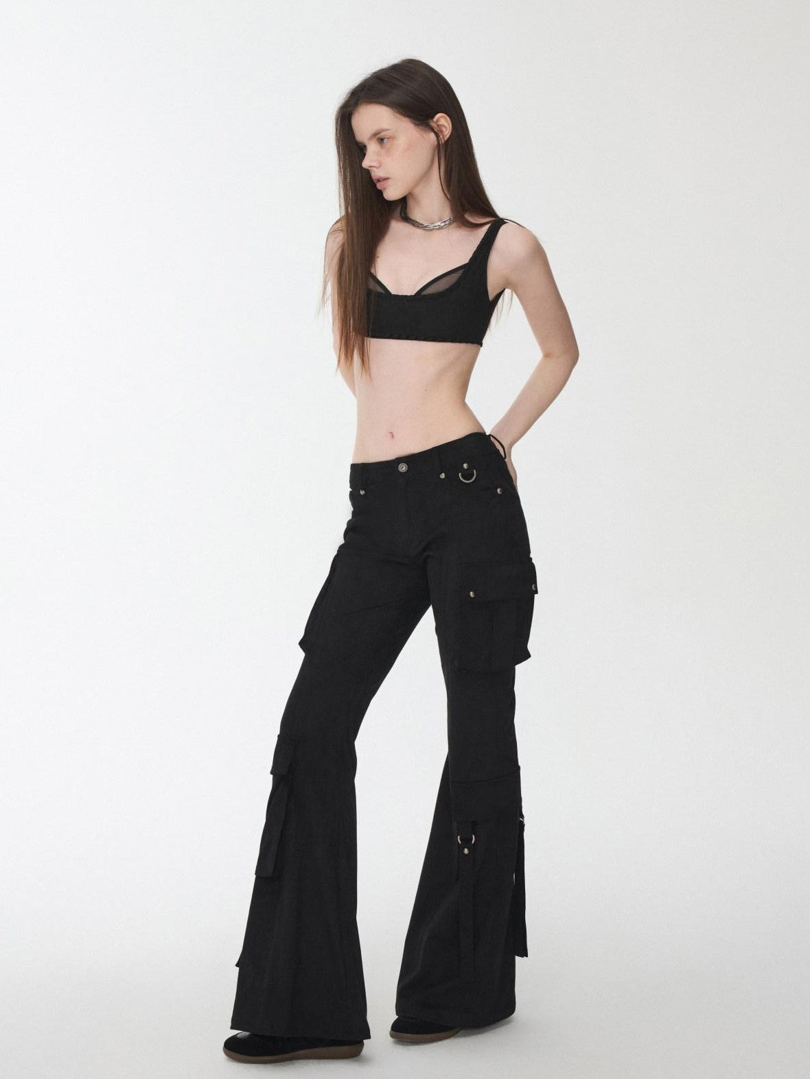 1JINN STUDIO Suede Mesh Faux Two Piece Lace Up Wireless Women&