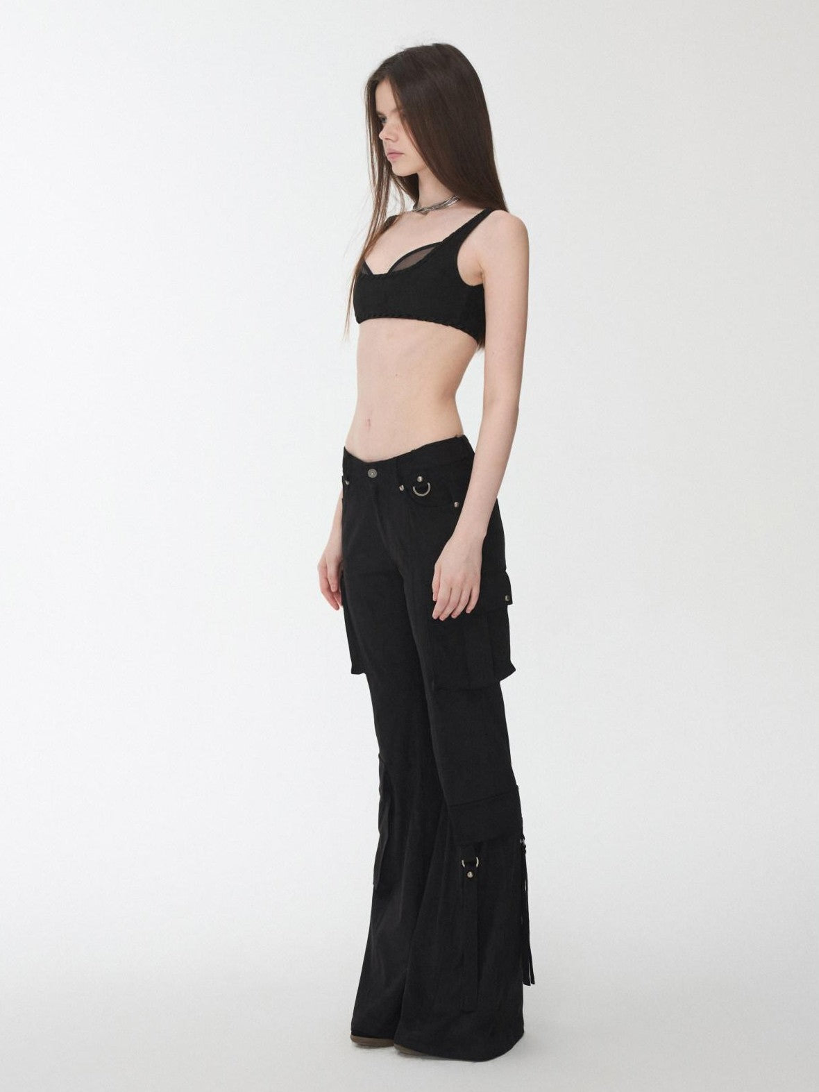 1JINN STUDIO Suede Mesh Faux Two Piece Lace Up Wireless Women&