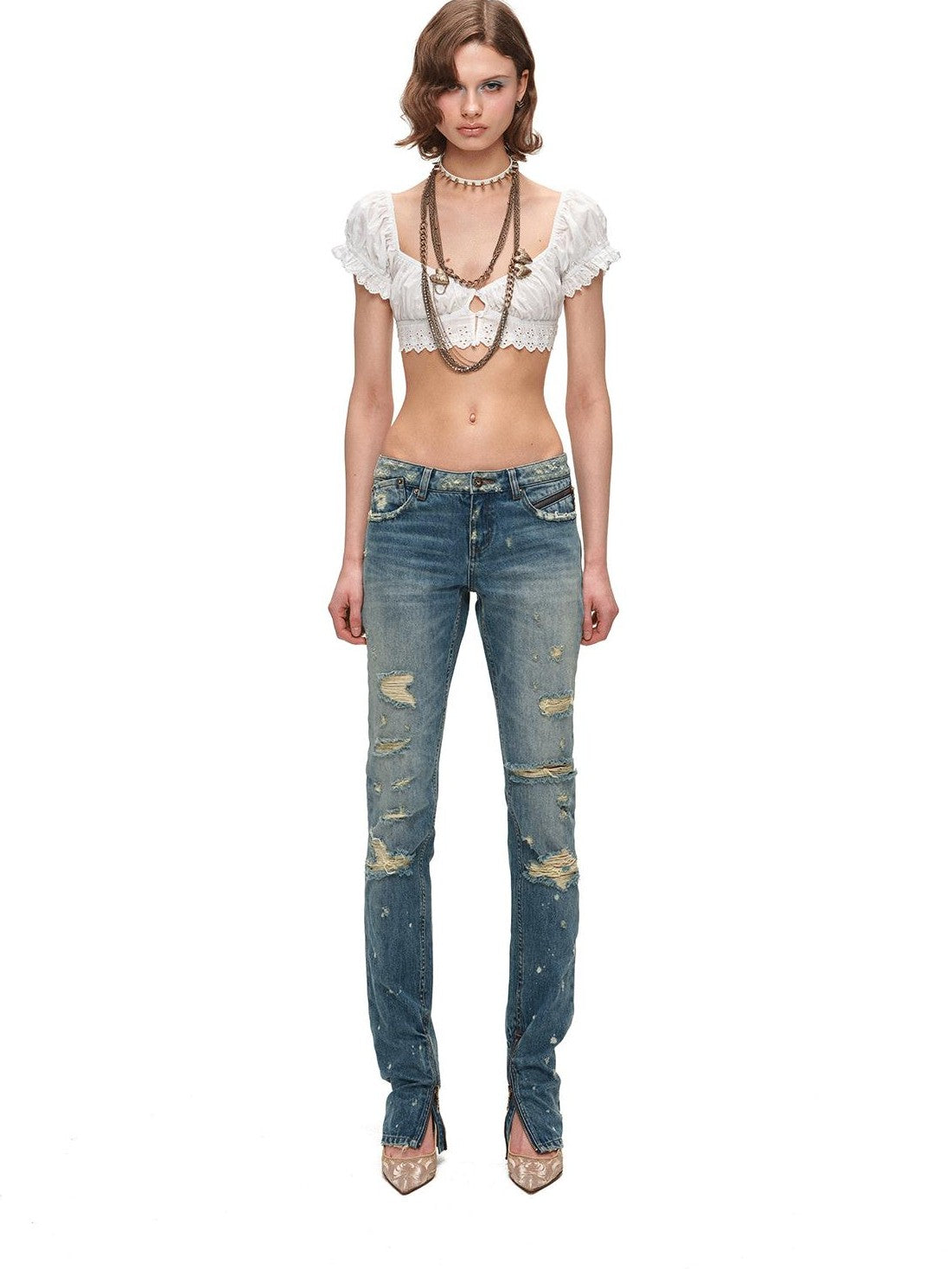 1JINN STUDIO Ultra Cropped Jacquard Short Sleeve Women&