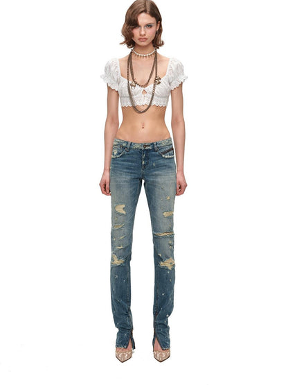1JINN STUDIO Ultra Cropped Jacquard Short Sleeve Women&