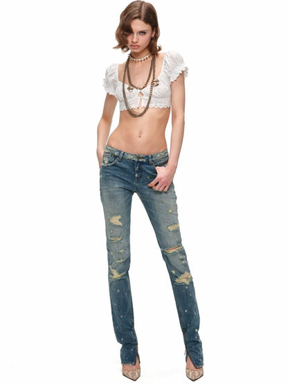 1JINN STUDIO Ultra Cropped Jacquard Short Sleeve Women&