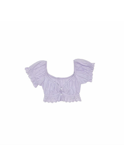 1JINN STUDIO Ultra Cropped Jacquard Short Sleeve Women&