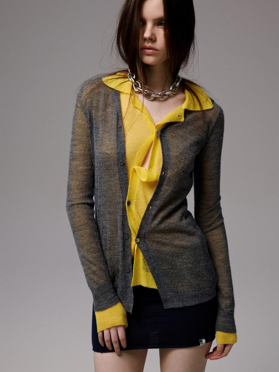 1JINN STUDIO Ultra Thin Sheer Slim Fit Solid Knit Women&
