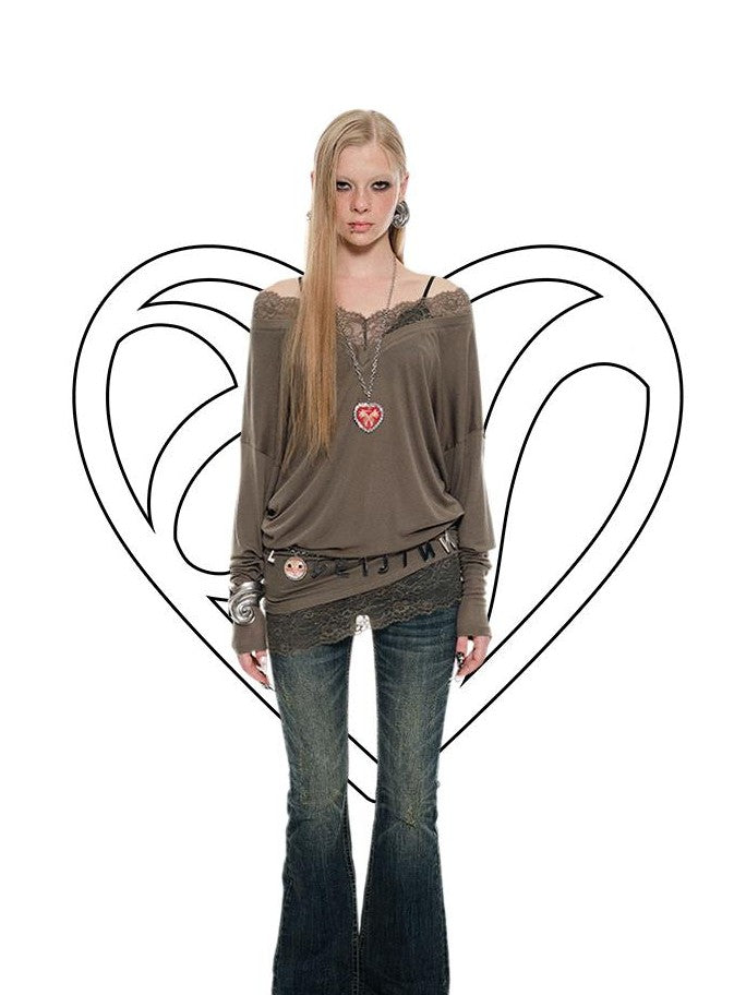 1JINN STUDIO V-neck Mock Layered French Loose Mid Length Women&