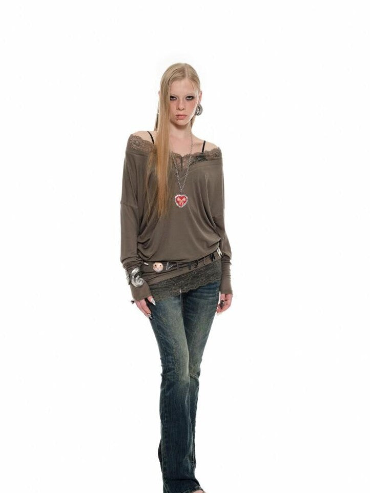 1JINN STUDIO V-neck Mock Layered French Loose Mid Length Women&