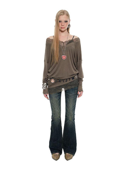 1JINN STUDIO V-neck Mock Layered French Loose Mid Length Women&