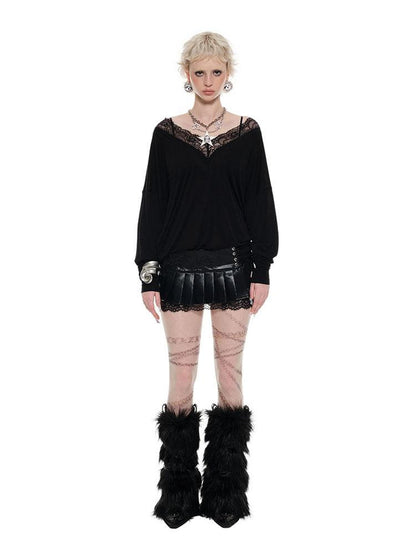 1JINN STUDIO V-neck Mock Layered French Loose Mid Length Women&