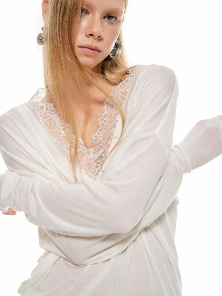 1JINN STUDIO V-neck Mock Layered French Loose Mid Length Women&