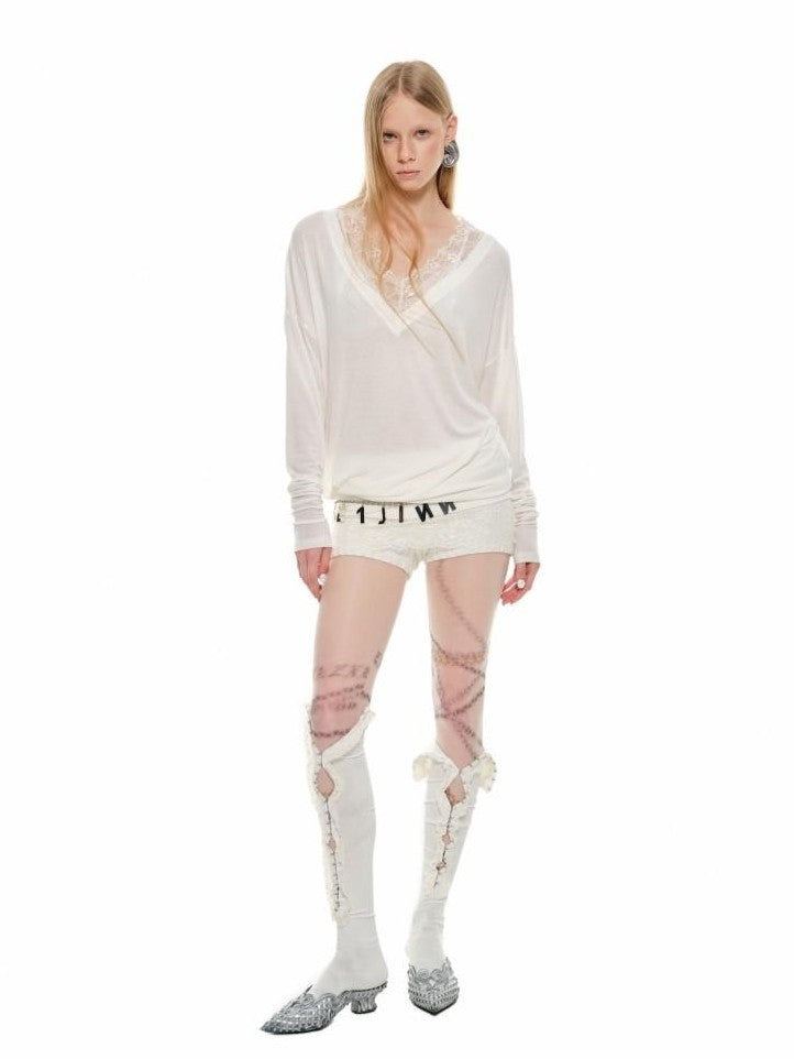 1JINN STUDIO V-neck Mock Layered French Loose Mid Length Women&
