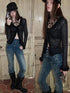 1JINN STUDIO V-neck Sequin Fuzzy Spliced Slim Fit Women&