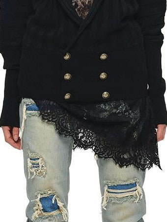 1JINN STUDIO V-neck Sheer Lace Straight Layerable Women&