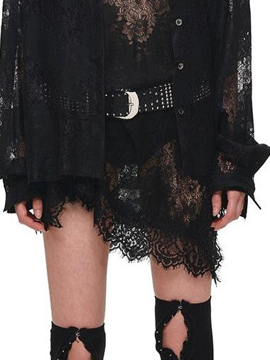 1JINN STUDIO V-neck Sheer Lace Straight Layerable Women&