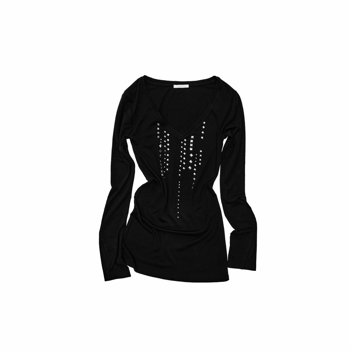 1JINN_STUDIO_V-neck_Studded_Rhinestone_Slim_Fit_Lyocell_Women&