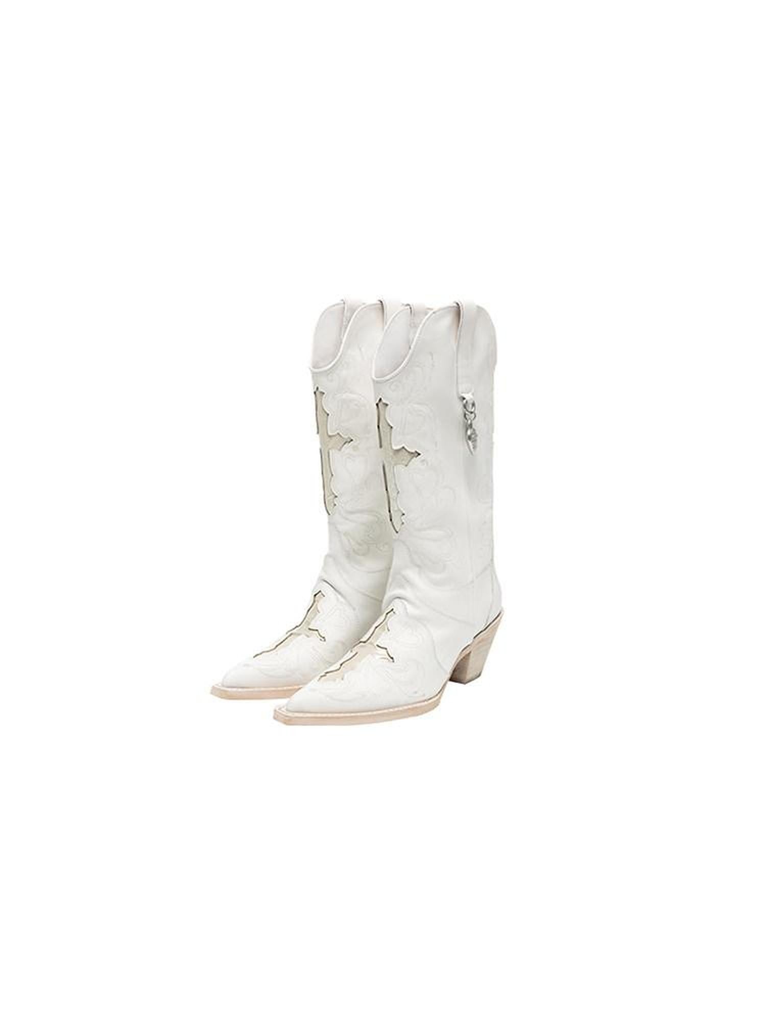 1JINN STUDIO V Cut Embroidered Pointed Toe Women&