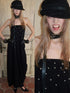 1JINN STUDIO Vintage 3d Studded Ruched Draped Women&