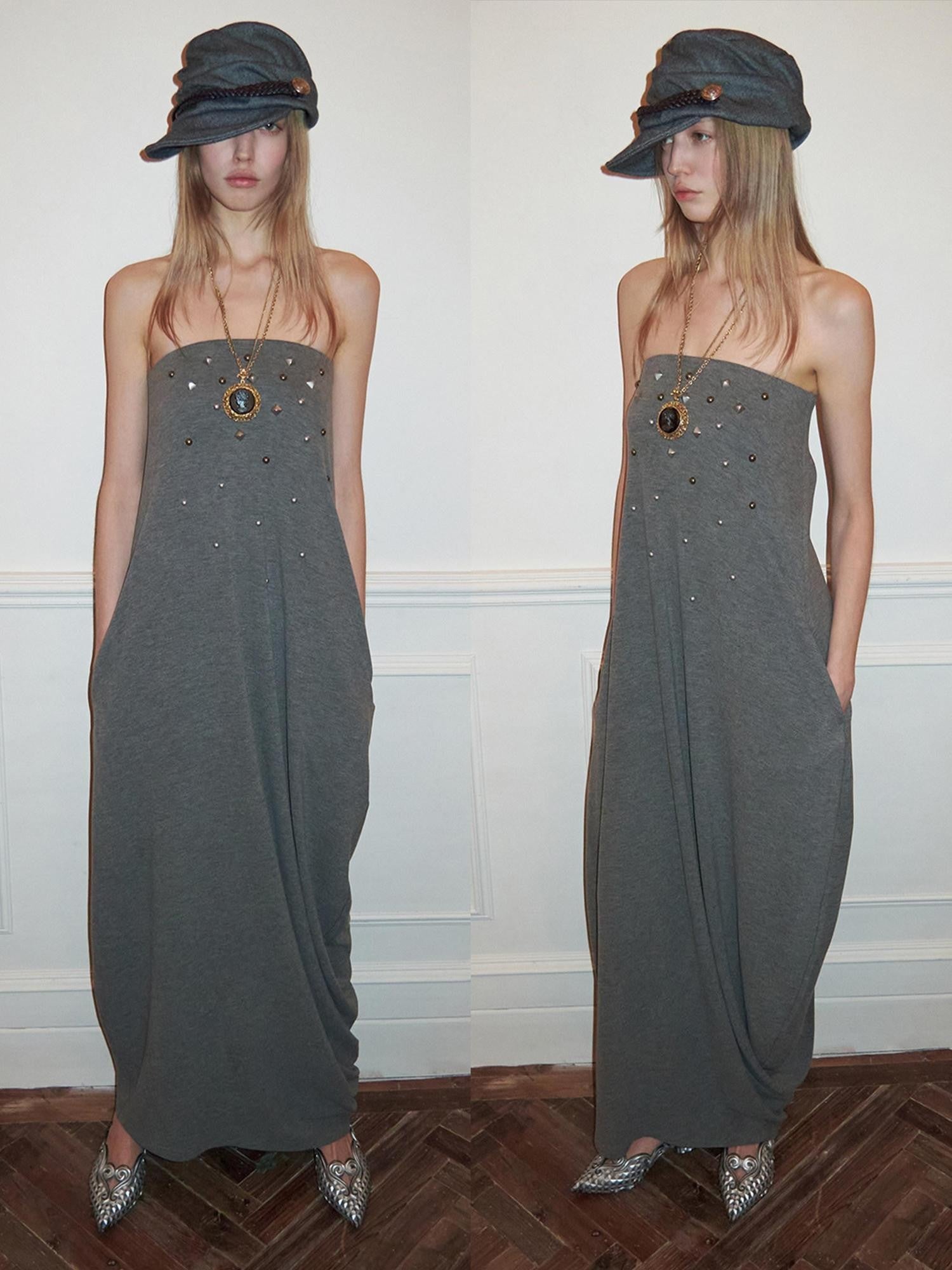 1JINN STUDIO Vintage 3d Studded Ruched Draped Women&