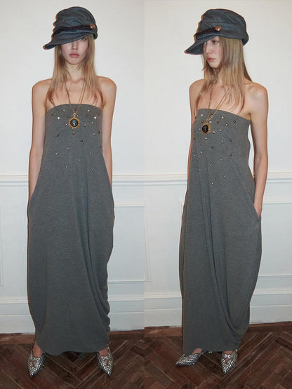 1JINN STUDIO Vintage 3d Studded Ruched Draped Women&