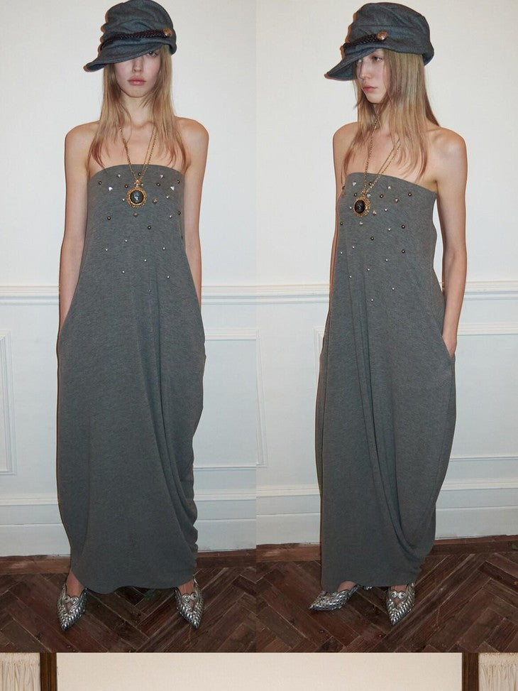 1JINN STUDIO Vintage 3d Studded Ruched Draped Women&