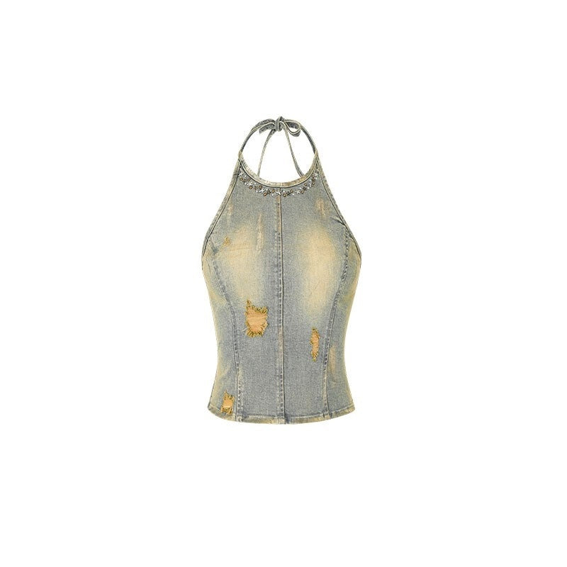 1JINN_STUDIO_Vintage_Asymmetrical_Gold_Foil_Crewneck_Cropped_Slim_Fit_Women&