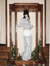 1JINN STUDIO Vintage Bone Sequin Embroidery Stand Collar Cropped Women&