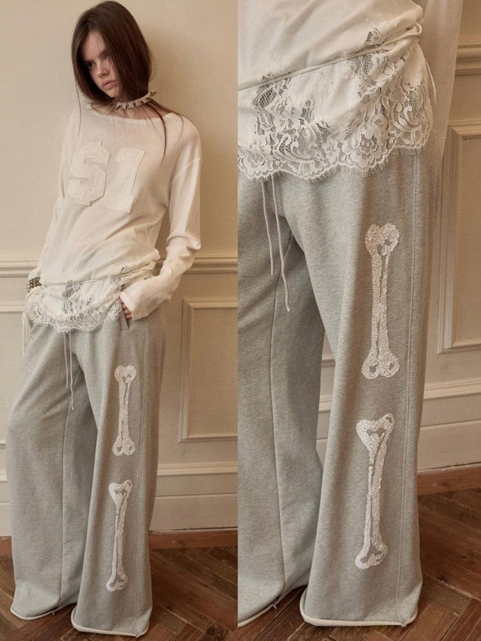 1JINN STUDIO Vintage Bone Sequin Embroidery Stand Collar Cropped Women&