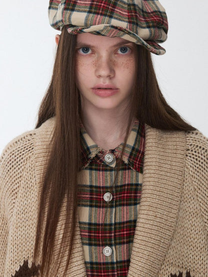 1JINN STUDIO Vintage British Two Tone Check Newsboy Inspired Women&