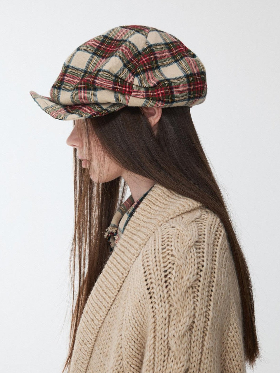 1JINN STUDIO Vintage British Two Tone Check Newsboy Inspired Women&